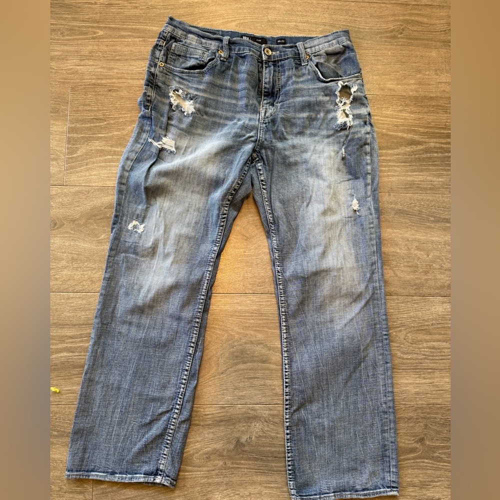 BKE Relaxed Fit Distressed Gray Jeans
